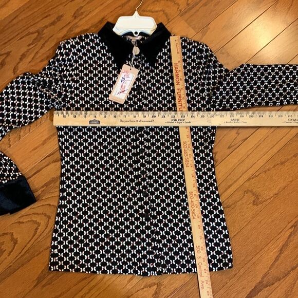 ESQUALO SIZE SMALL Long sleeve blouse with velvet cuffs and collar - Picture 7 of 7